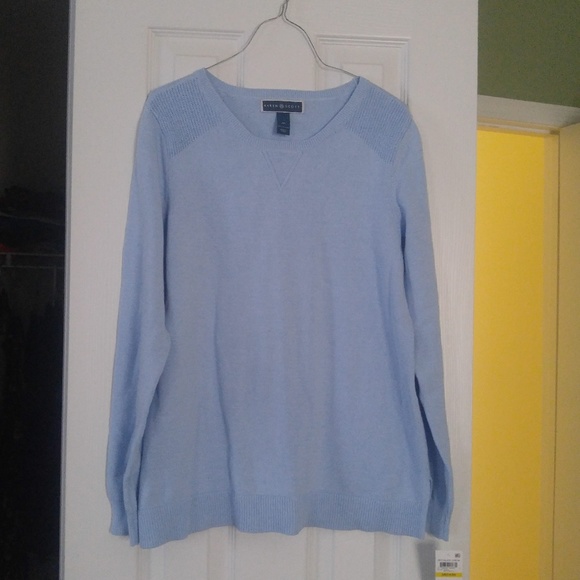 Karen Scott Sweaters - Blue crew neck sweater